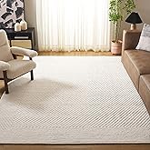 SAFAVIEH Area Rug 8x10 - Natura Collection - Large - Ivory, Handmade Wool, Ideal for Living Room, Bedroom, Dining Space (NAT4
