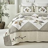 Brandream King Size Luxury Patchwork Quilts Cotton Farmhouse Quilted Comforter Set Vintage Quilt Bedding Set