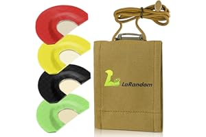 LaRandom Elk Diaphragm Call & Holder Set, 4 Pack Elk Calls for Hunting, Realistic Bull & Cow Sounds, Reed Calls Organizer, Holds 4 Mouth Reeds, Attachable to Pack, Harness, or Lanyard