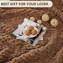 L'AGRATY Chunky Knit Blanket Throw - Soft Chenille