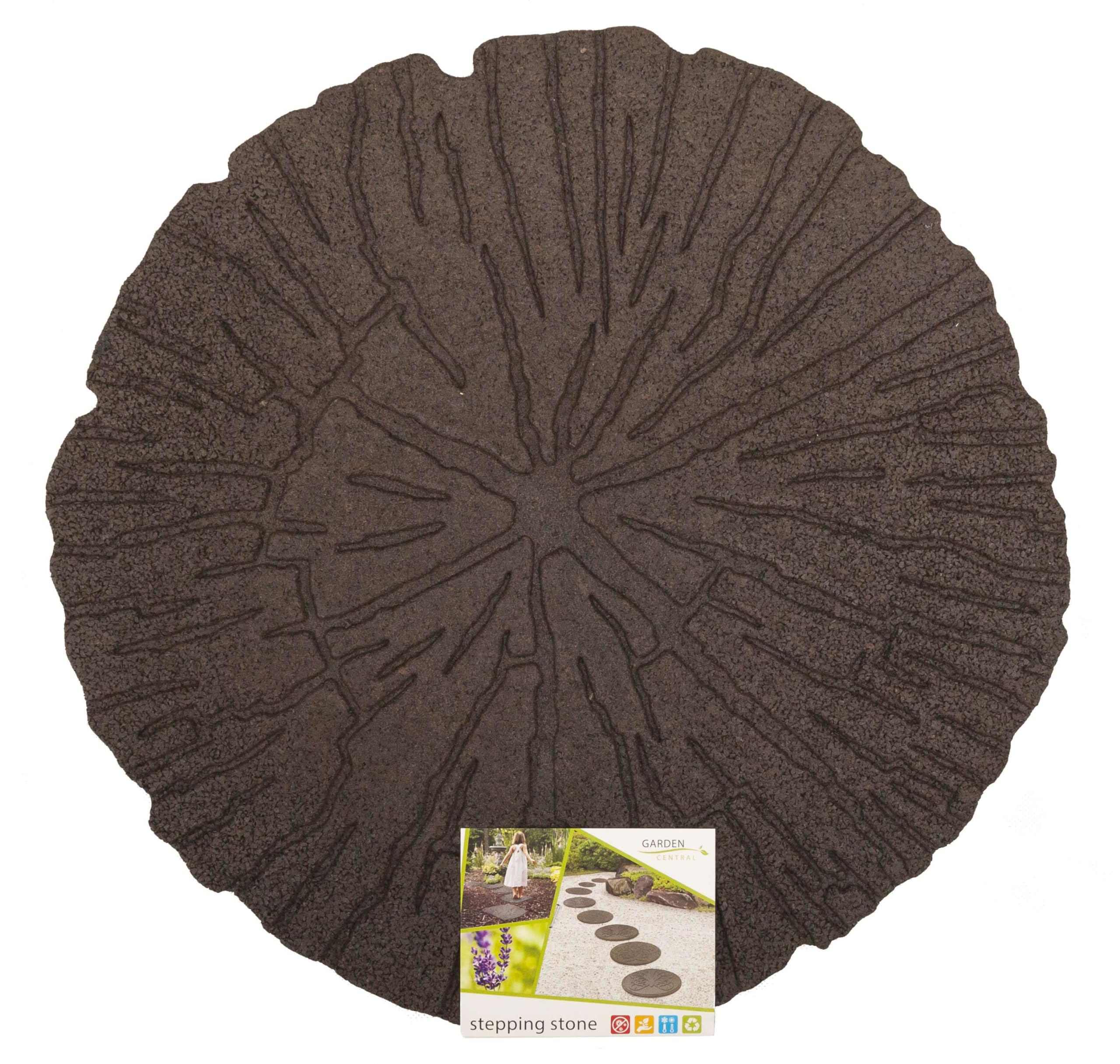 Nicoman 18" Large Round Garden Stepping Stone Recycled Cracked Log Rubber Steps Hard Wearing Outdoor Stepping Stones Scroll - (Earth, Dia.46cm, Set of 1)