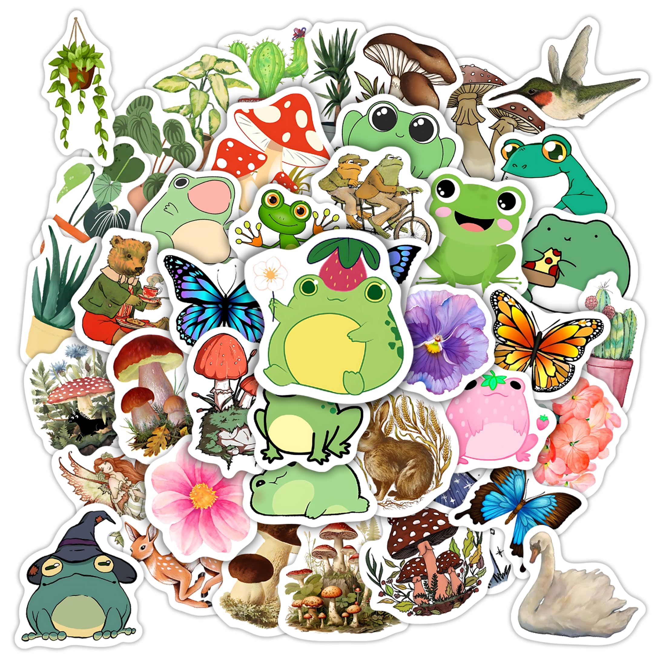 Photo 1 of 75 Pcs Animals Butterfly Stickers for Kids Water Bottles, Frogs Potted Plant Laptop Decals for Adults, Teens Girls Boys Waterproof Vinyl Party Skateboard Phone Case Decor