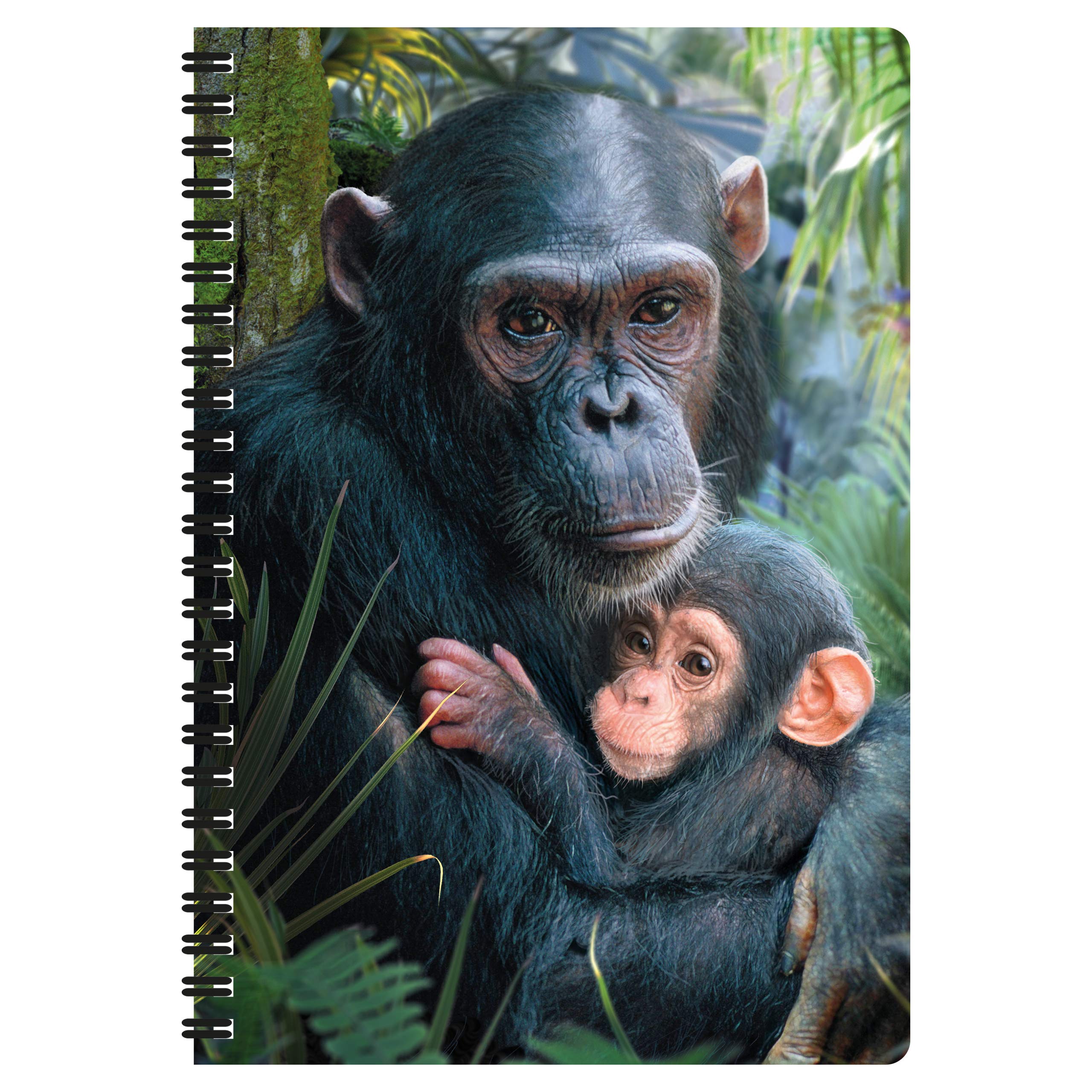 3D LiveLife A5 Notebook - Cute Cuddles from Deluxebase. Spiral Bound Lined Notebook with 80 Recycled Pages, 3D Chimp Art Notebooks for Work, Gifts and School Supplies, (21 x 14.5 cm).