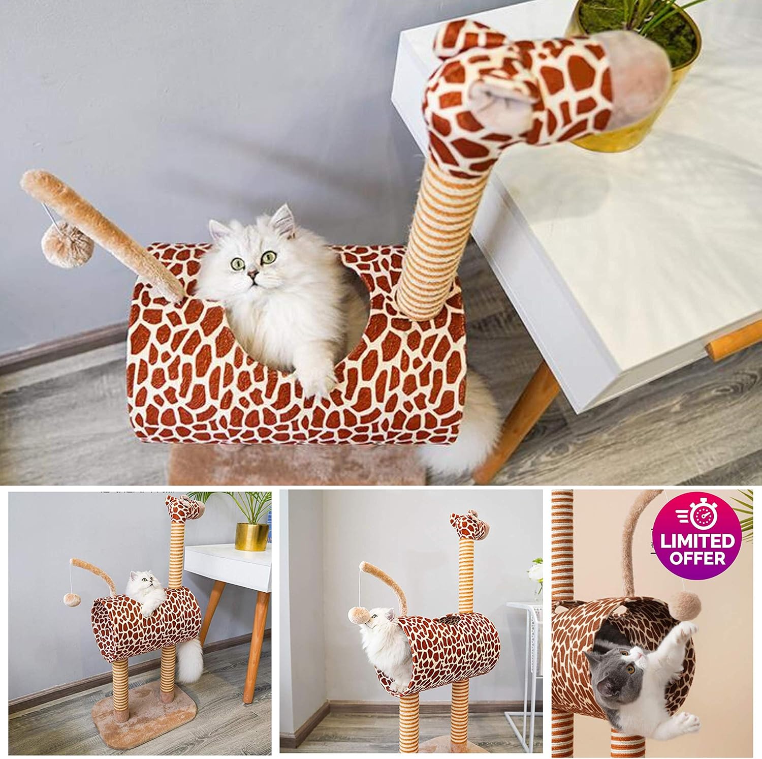 TOPKITCH Activity Cat Tree Condo with Scratching Posts &, Activity Tower Cat Play House Furniture (Giraffe) : Pet Supplies