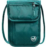 SUPACOOL Passport Holder Bag, Travel Wallet for Men Women Family, Card Holder Organizer, RFID Blocking, Neck Wallet, Hidden Neck Pouch for Travel(Green)