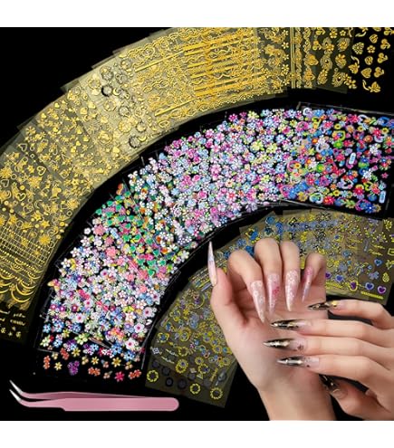 Amazon.com: 3D Nail Stickers Art, Stylish Nail Polish Strips with