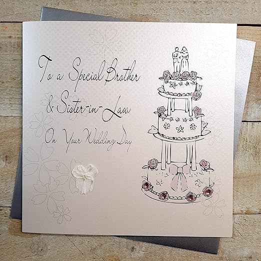 Amazon Com White Cotton Cards Code Xlbd6 To A Special Brother And Sister In Law On Your Wedding Day Handmade Large Wedding Card Wedding Kitchen Dining