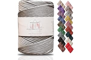 Makromecity, Premium Polyester Macrame Cord 3mm x 131 Yards (394 feet) 3mm Polypropylene Light Grey Macrame Cord Crochet Macrame Bag Cord Crafts for Wall Hangings, Bags, Underplate, Rug