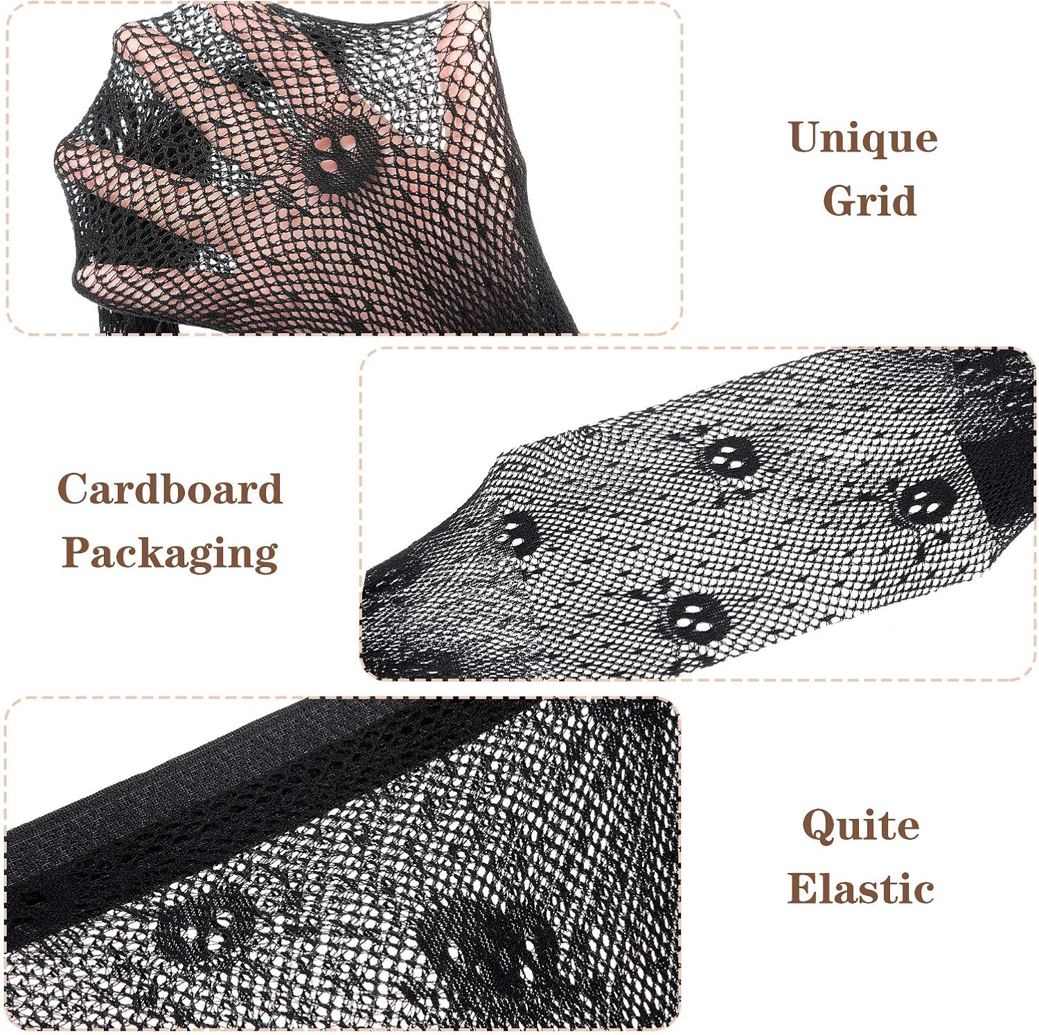 4 Pieces Skull Stockings Fishnet Tights Halloween Stockings Lace Spider Web Stockings Skull: Clothing