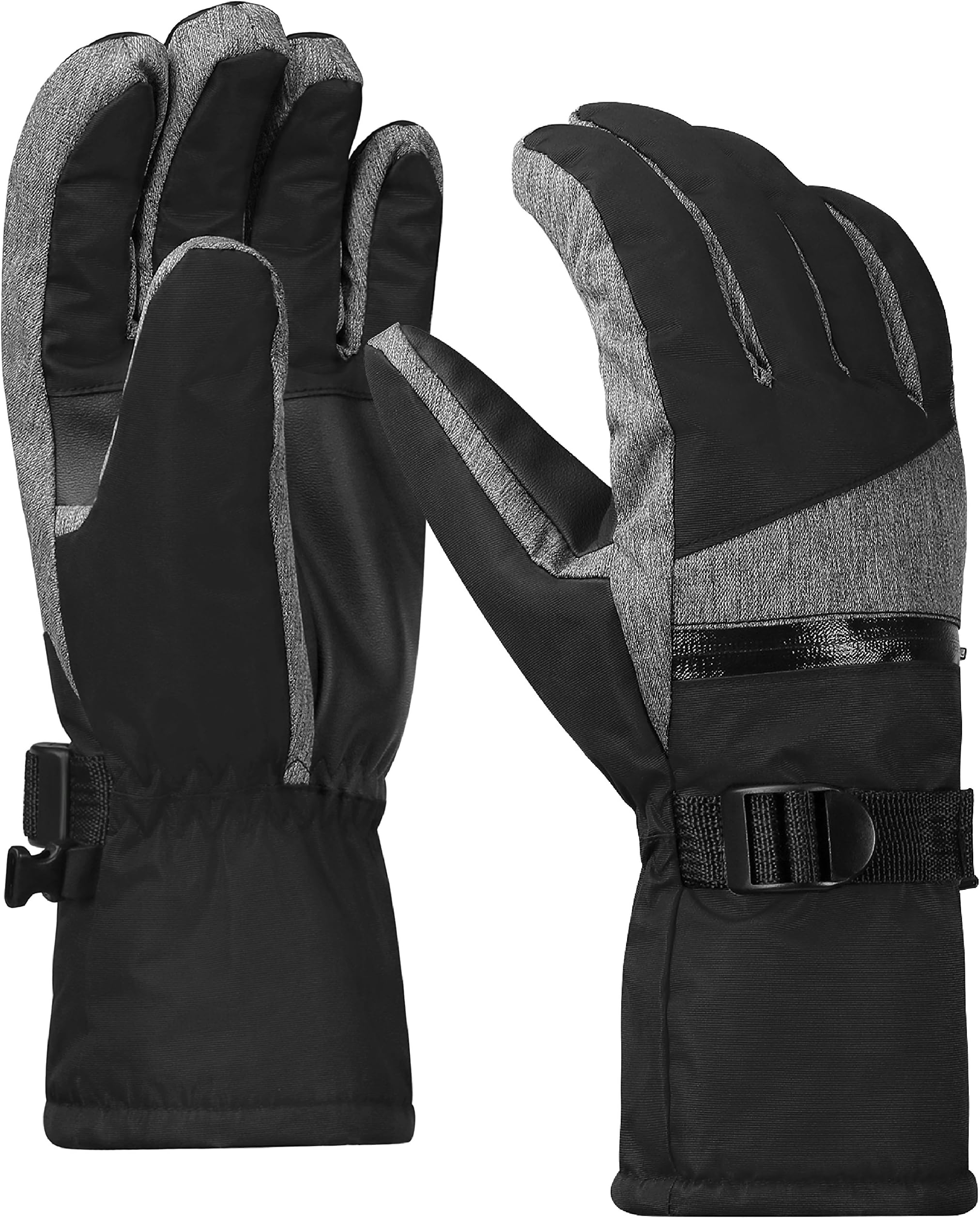 Terra Hiker Waterproof Ski Gloves Mens, Thermal Thinsulate Gloves for Skiing, Snowboarding, Cycling and Other Winter Sport Activities (Dark Gray, MM)