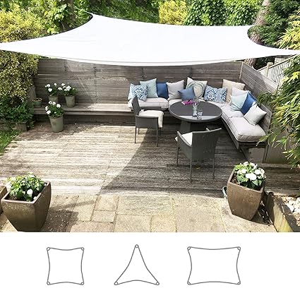 Clara Sonnensegel Sonnenschutz Segel, hochwertig, 95 % UV-Schutz, wasserfest, Reinweiß, Baldachin, für Terrasse Außenbereich 