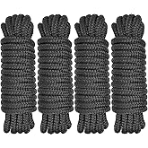 Boat Dock Lines 1/2" x 15' - Double Braided Nylon Boat Ropes for Docking with 12" Loop, Marine-Grade High Strength Boat Lines Dock Rope, Premium Marine Rope Mooring Lines, Easy Handling - 4 Pack,Black