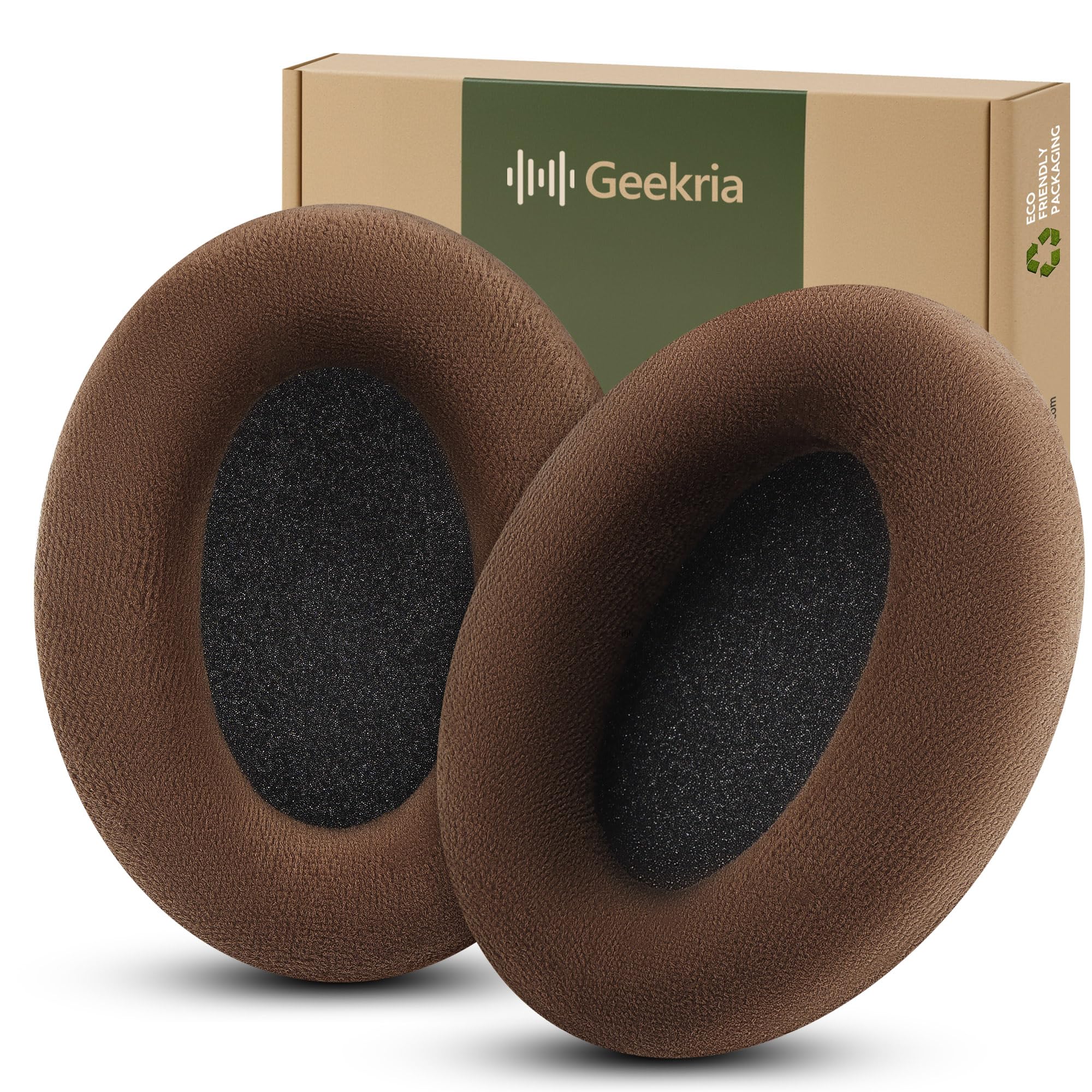 Geekria Comfort Velour Replacement Ear Pads for Sennheiser HD598, HD598SE, HD598CS, HD595, HD599, HD599 SE Headphones Ear Cushions, Repair Parts with Video Guide (Brown)