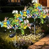 Anothera 2Pcs Solar Butterfly Lights Features Flashing or Steady-on Modes, Waterproof Sunflower Garden Lights for Outdoor, Patio, Lawn, Yard, Valentine's Day Gifts for Wife and Girlfriend
