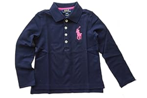 Ralph Lauren Little Girl Big Pony Long Sleeve Polo Shirt Size 5 NWT Navy