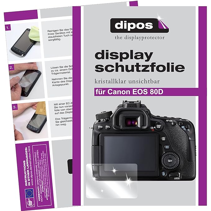 dipos I 6X Schutzfolie klar passend für Canon EOS 80D Folie Displayschutzfolie