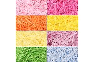 Qumenan 11.5 oz(330g) Easter Grass Basket Filler 8 Colors Recyclable Raffia Paper Shred for Easter Basket Filler Creative Eggs Decor Gift Wrap Crinkle Filler Paper