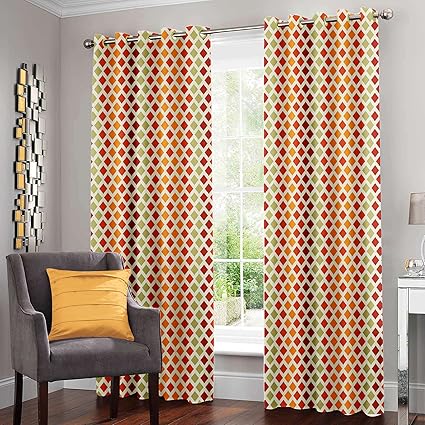 Story@Home Nature 2-Piece Eyelet Polyester Door Curtain Set - 7ft, Multicolour