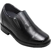 CALTO Men's Invisible Height Increasing Elevator Shoes - Black Leather Slip-on Lightweight Casual Loafers - 3.6 Inches Taller - K31714 - Size 10 D(M) US