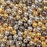 BERMRO 10mm Acrylic Beads 400pcs Golden&Silver&Grey Bead Round Bubble Beads for DIY Craft Jewelry Necklace Making (Golden&Silver&Grey)