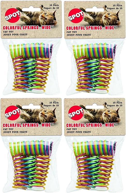 ethical pet wide durable heavy gauge plastic colorful springs cat toy