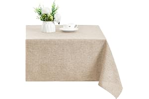XWZO Faux Linen Tablecloth Rectangular - Wrinkle Free, Washable Rust-Proof Rectangle Table Cloth for Kitchen Dining, Outdoor 
