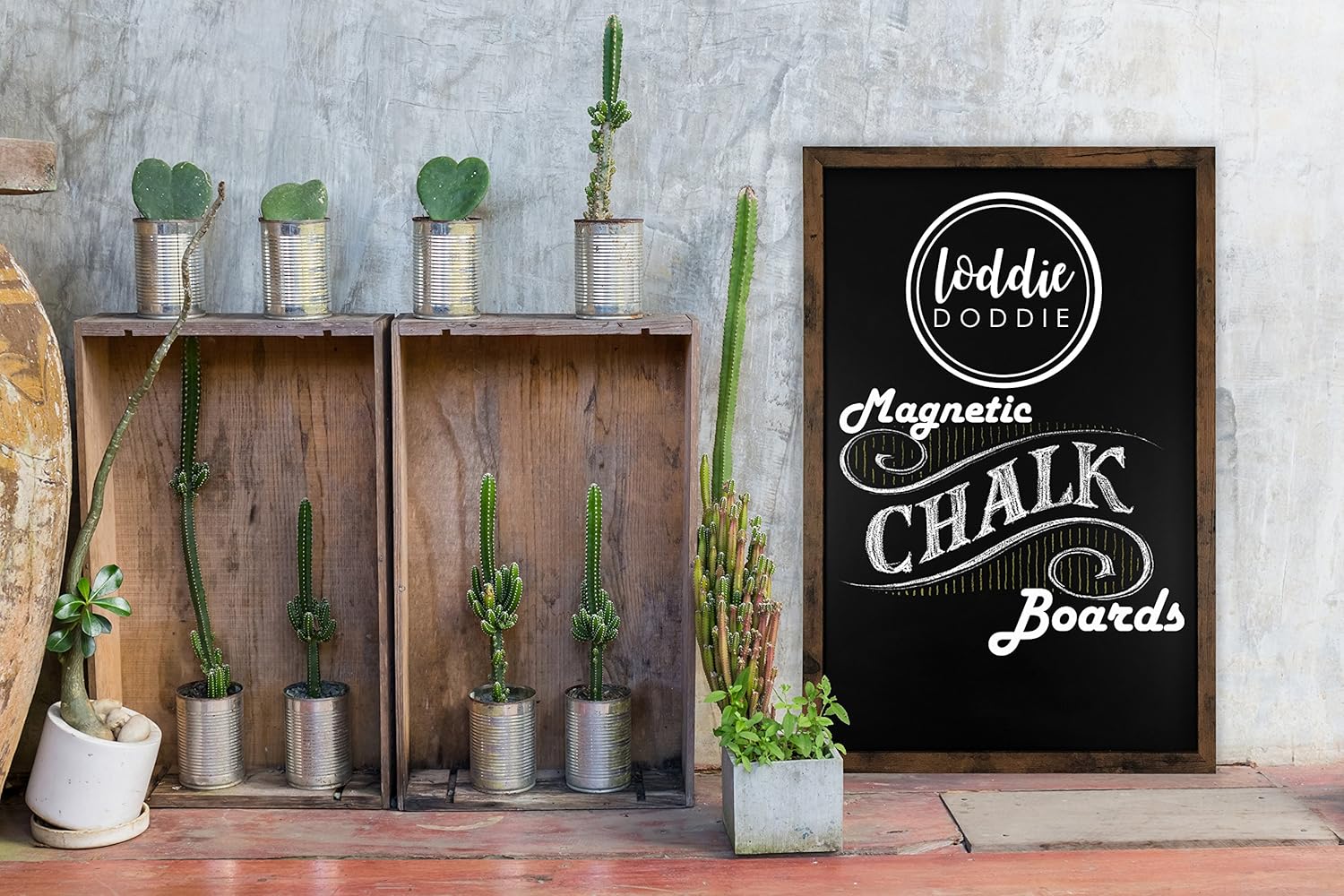 Loddie Doddie Magnetic Chalkboard - 24" x 36" Magnetic Large Chalkboard for Wall Decor - Easy to Erase Chalkboard Rustic Frame for Kitchen, Big Framed Magnet Blackboard - Hanging Black Chalkboards : Office Products