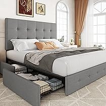 Amazon.com: Allewie Upholstered Full Size Platform Bed Frame