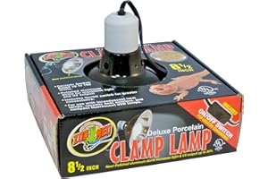 Zoo Med Laboratories LF12 Deluxe Porcelain Clamp Lamp with 8.5" Dome, Black White