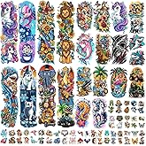 52 Sheets Temporary Tattoos for Kids Full Arm Sleeve Dinosaur Unicorn Shark Dolphins Elephant Animal Body Face Fake Tattoos for Kids Boy Girl Tiny Tattoo Birthday Christmas Gifts Party Favor