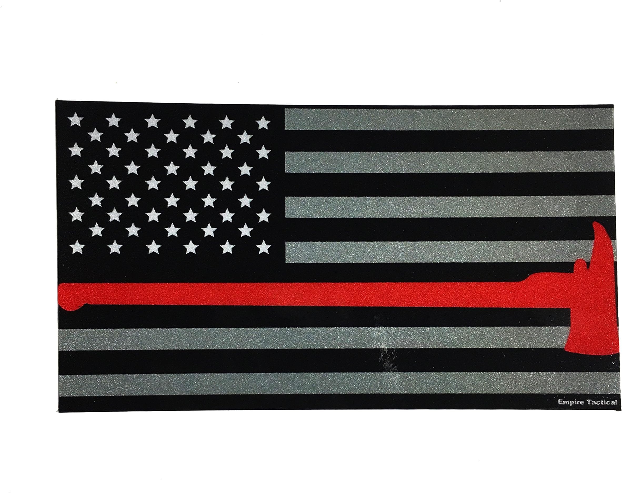 Thin Red Line with Axe United States Flag Tactical Firefighter EMT Paramedics 3M Reflective Decal Sticker (4inch Wide) X (2.25 inch Tall)