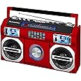 Studebaker SB2145R 80's Retro Street Bluetooth Boombox with FM Radio, CD Player, LED EQ, 10 Watts RMS Power and AC/DC in Red