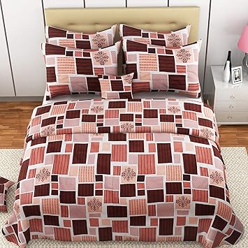 MAFATLAL Superfine Series, Pure Cotton Soft Finish Easy to Wash 220 TC Premium Bedsheets for Double Bed with 2 Pillow Covers, Luxurious Bed Sheet Set (Shades of Brown)