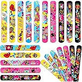 Jecery 72 Pcs 90s Slap Bracelets for Adults 90s Slap Bands Party Decoration Colorful PVC Snap Bracelet Wristbands for Kids Boys Girls Birthday Classroom Gifts, 12 Designs
