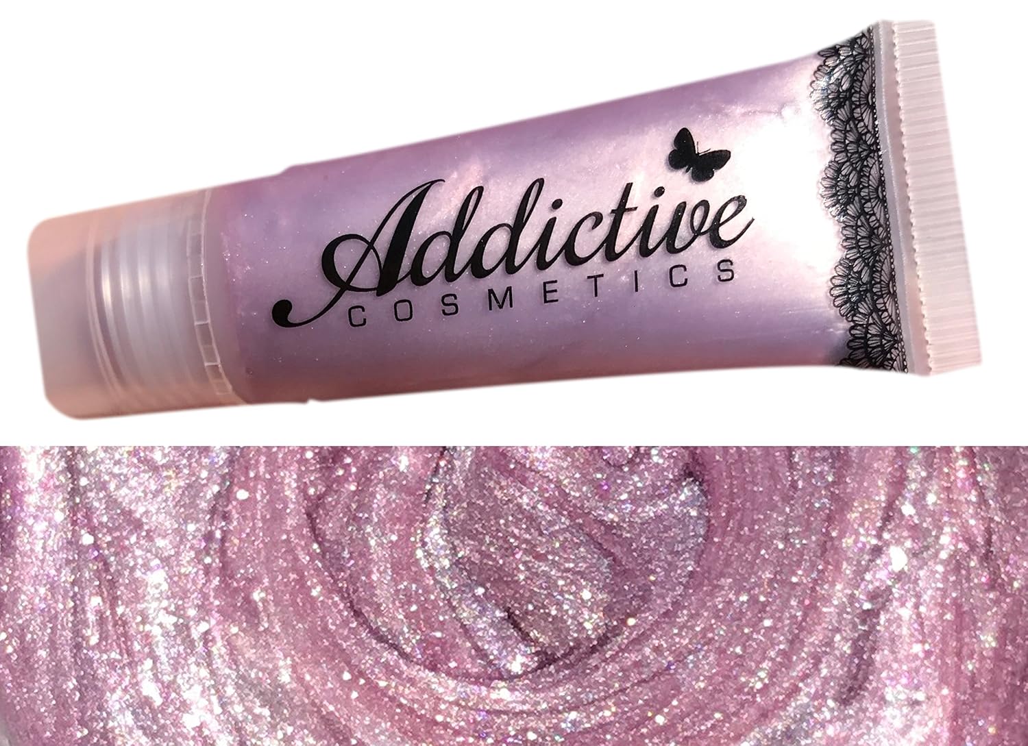 Breast Cancer Awareness Pink Lip Gloss by Addictive Cosmetics- Moisturizing and Waterproof Lip Junkie- Vegan Makeup Cruelty Free Cosmetics- Made in the USA- I <3 BOOBIES