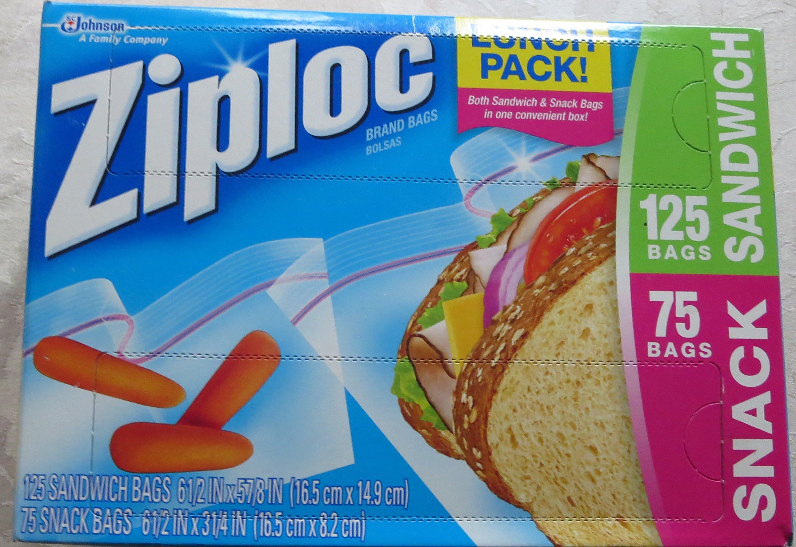 Ziplock Lunch Combination Pack - Sandwich(125 Bags) & Snack (75 Bags)