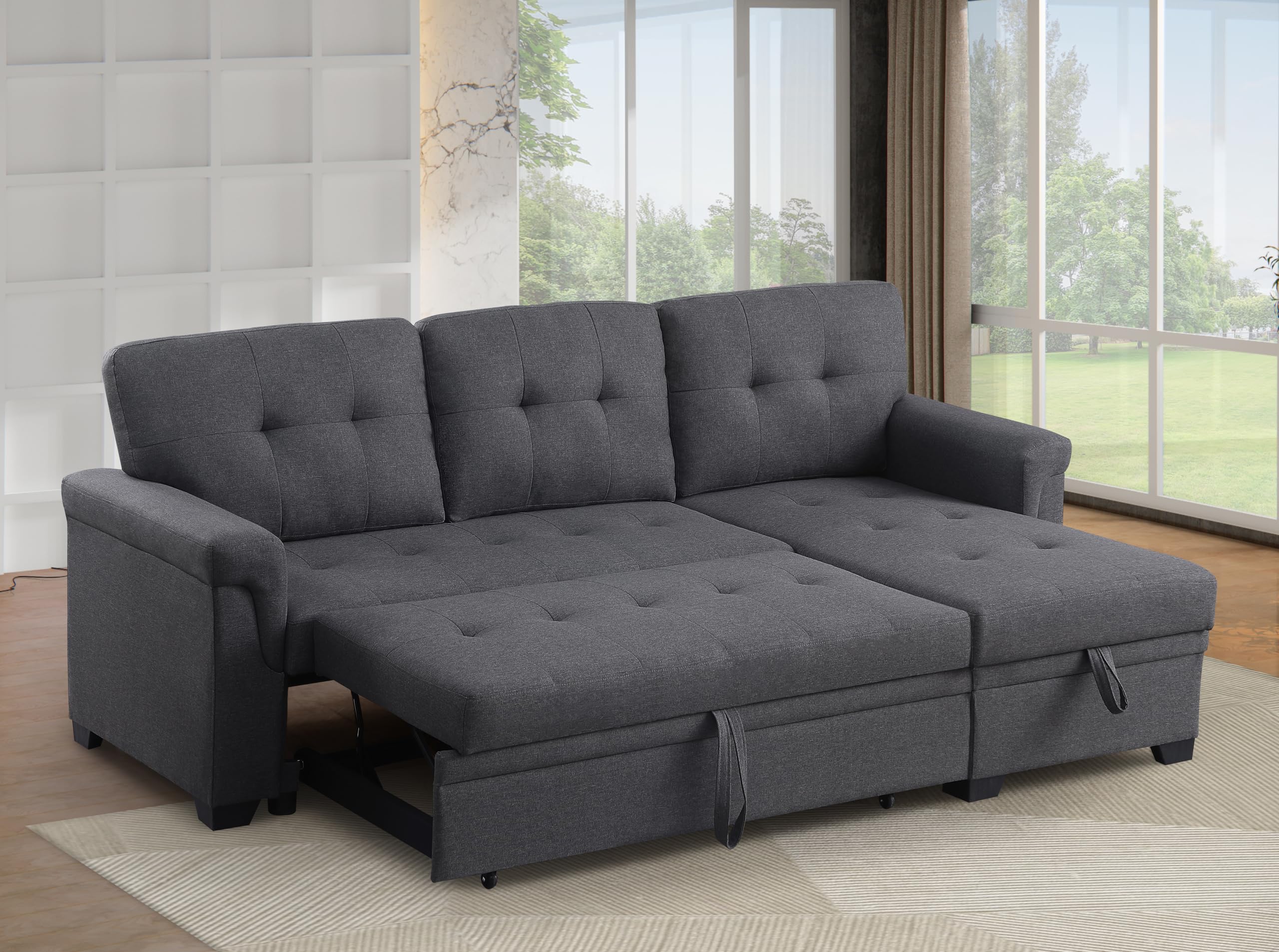 Ball & Cast L-Shape Reversible Sectional Sleeper Sofa Bed 4 in 1 Pull ...