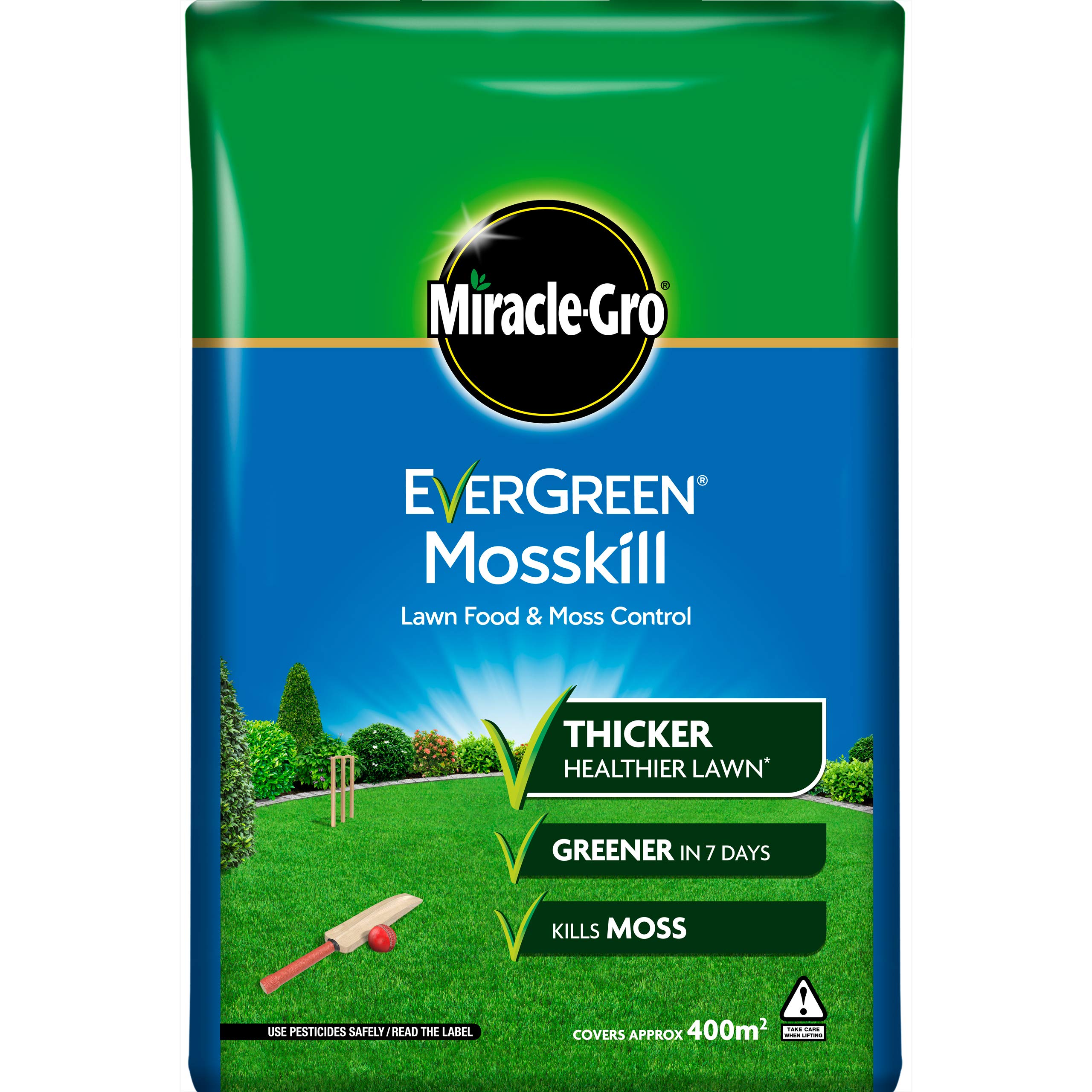 Miracle-Gro Mosskill Lawn Food and Moss Control, 14 kg Bag - 400 m2