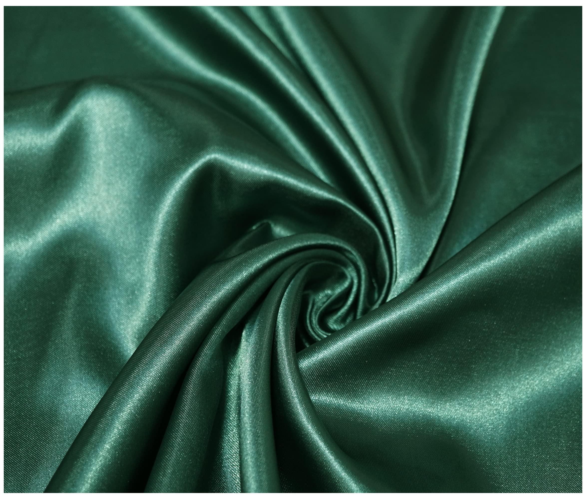 Silky Satin Polyester Fabric for Dressmaking Wedding Crafts Quilting Sewing 150cm Wide (200 x 150cm / 79" x 60", Bottle Green) — image 1