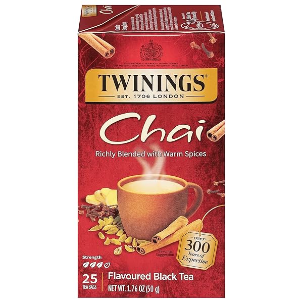 TWININGS OF LONDON CHAI TEA BAGS, 25 COUNT