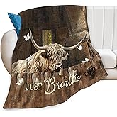 Highland Cow Blanket Highland Cattle Decor Throw Blanket Farmhouse Cow Blanket Gifts for Girls Boys Super Warm Soft Plush Lightweight Fleece Flannel Bedding Blanket for Kids Adults Men Women 50"X40"