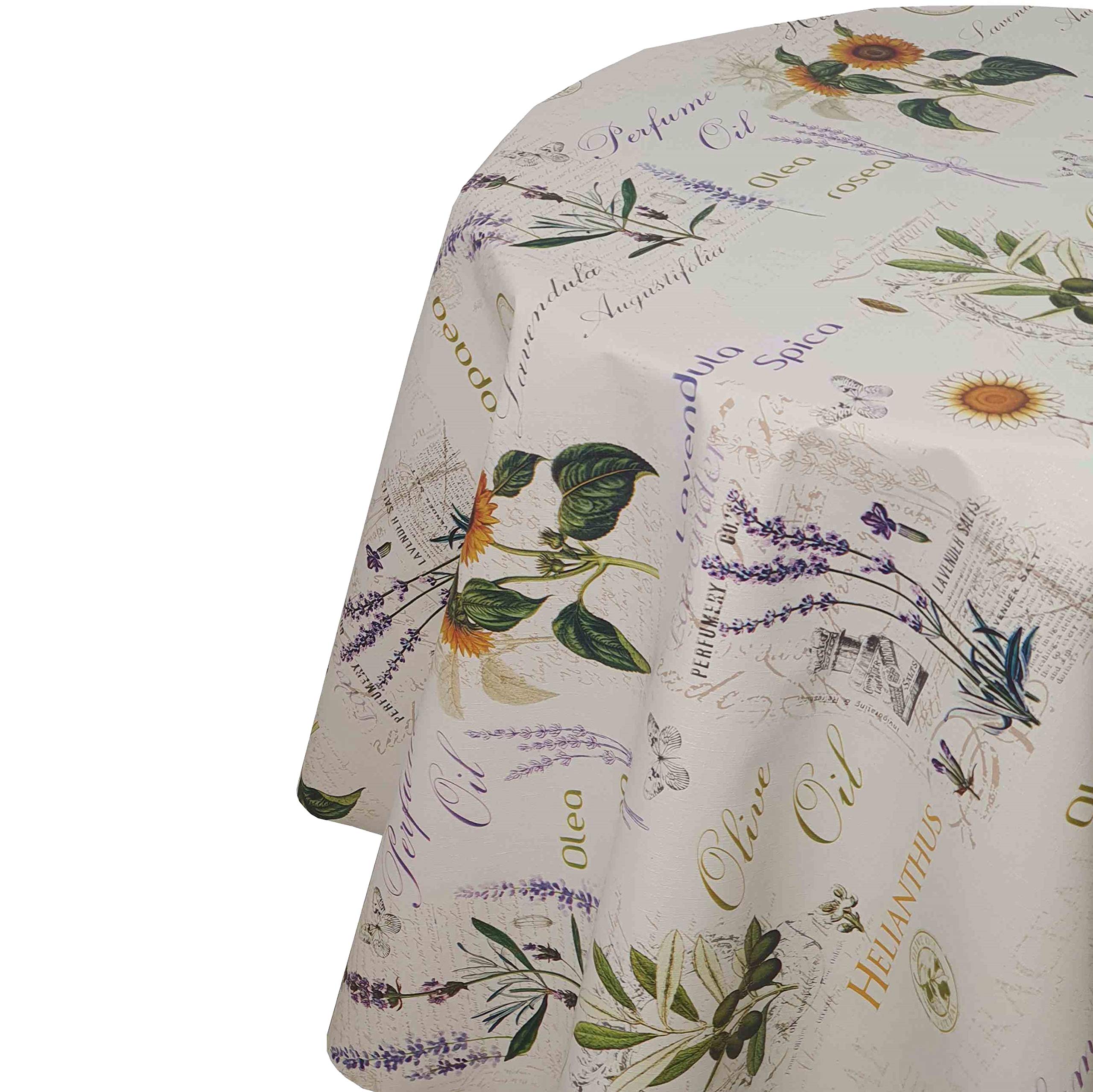 Oilcloth Oilcloth Tablecloth Garden Tablecloth Medical Plants Oval 130 x 220 cm Washable Folded