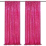 Hot Pink Sequin Backdrop 2 Panels 2FTx8FT Photo