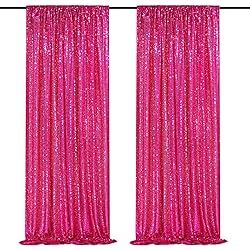 Hot Pink Sequin Backdrop 2 Panels 2FTx8FT Photo