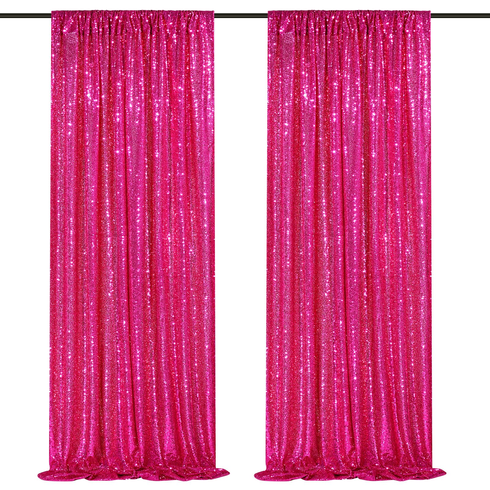 Hot Pink Sequin Backdrop 2 Panels 2FTx8FT Photo