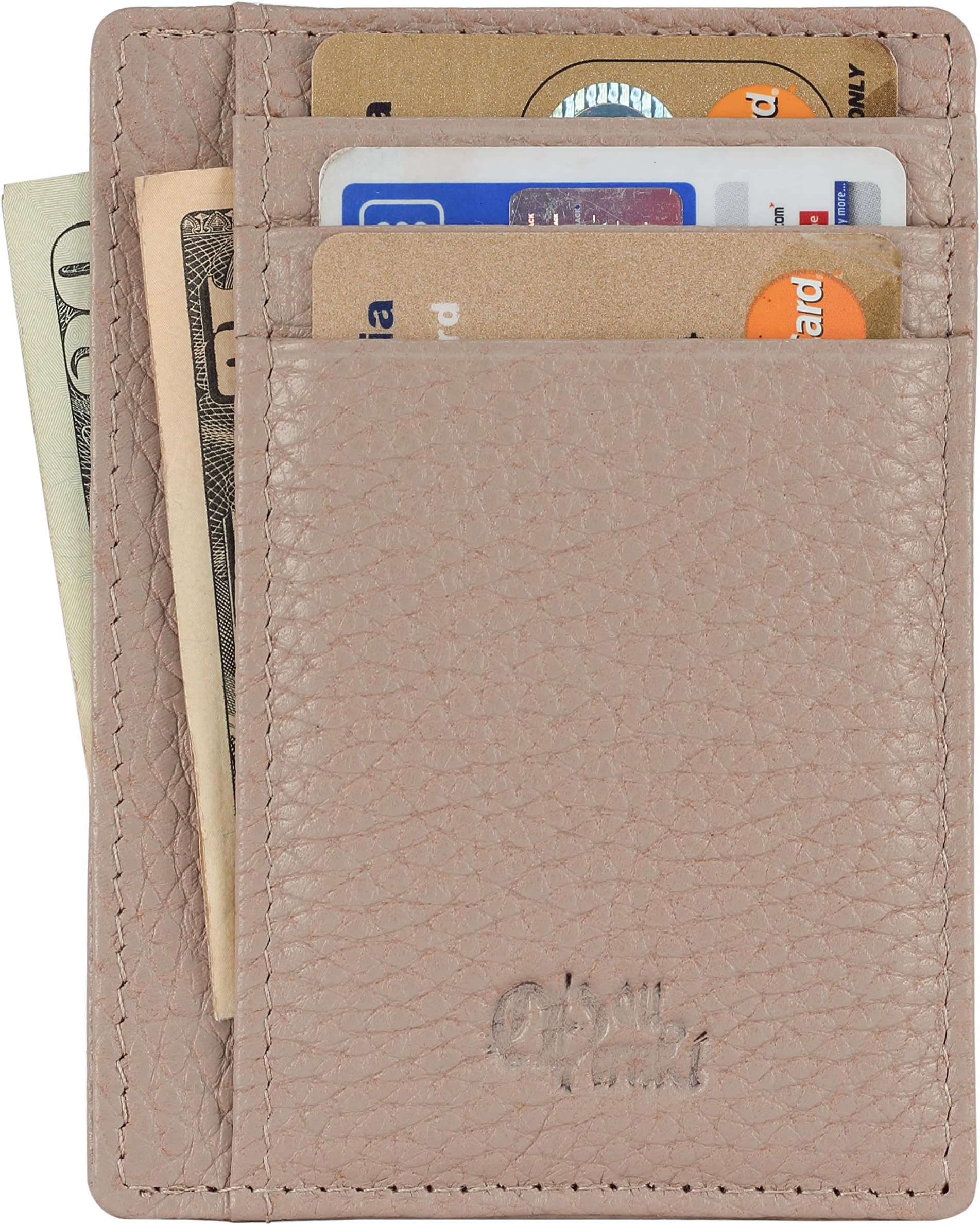 Front Pocket Credit Card Wallet RFID Blocking - Genuine Leather Minimalist Card Holder For Men & Women