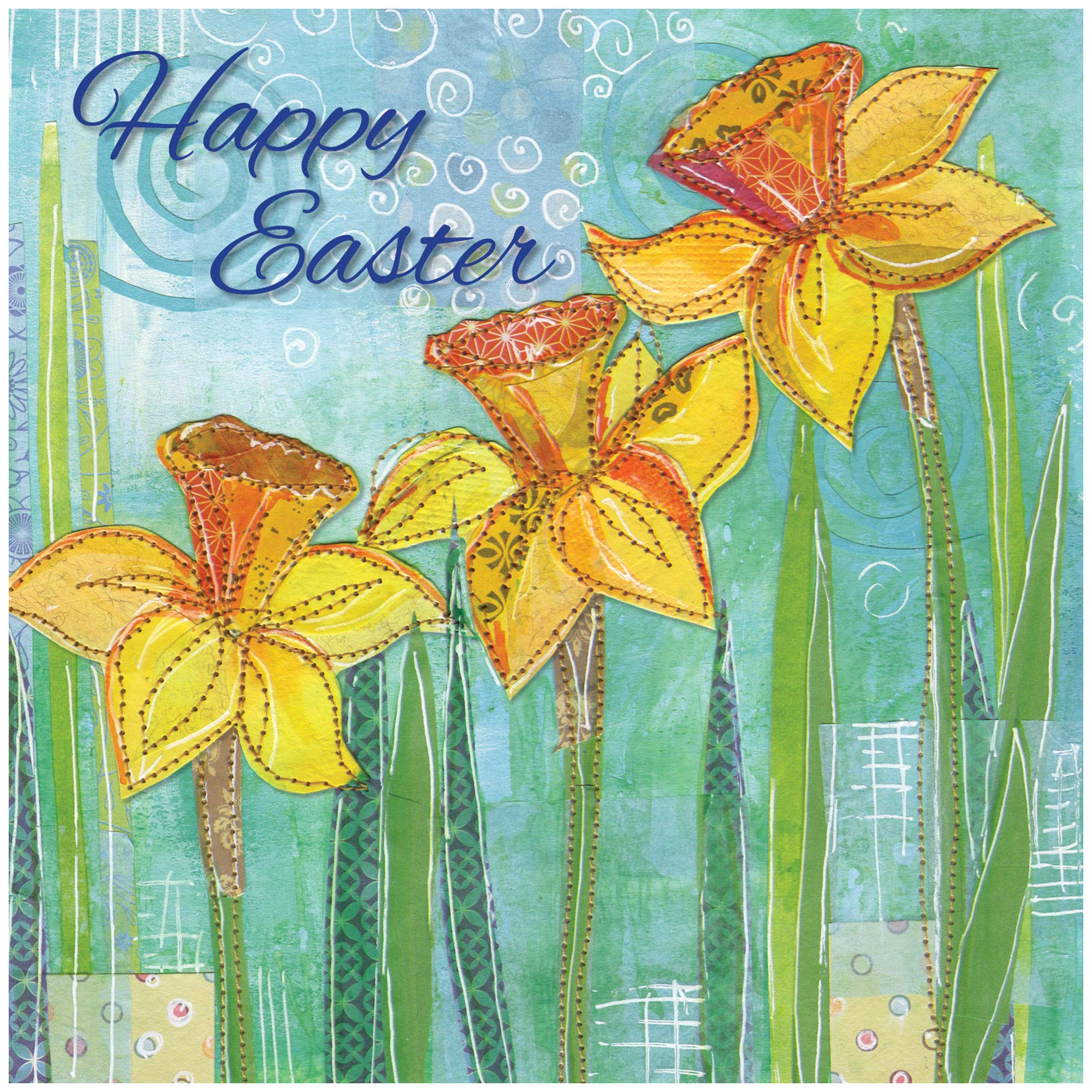 Religious Easter Cards - Daffodils, pack of 5, with white envelopes and Bible verse inside these Christian Easter cards, by Just Cards Direct