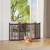 Yaheetech Wooden Dog Gate Indoor 4 Panels 91 cm H x 202 cm L Espresso view 2