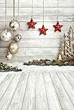 SJOLOON Christmas Backdrop Balls White Wood Floor