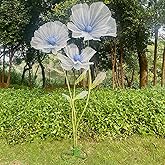 Jxcnkiy 3pc Giant Flowers for Decoration, Large Faux Flowers Wedding Giant Flower Decor Backdrop with Stand Base for Birthday Ceremony Party Event Mall Window Display Decorations (Blue)